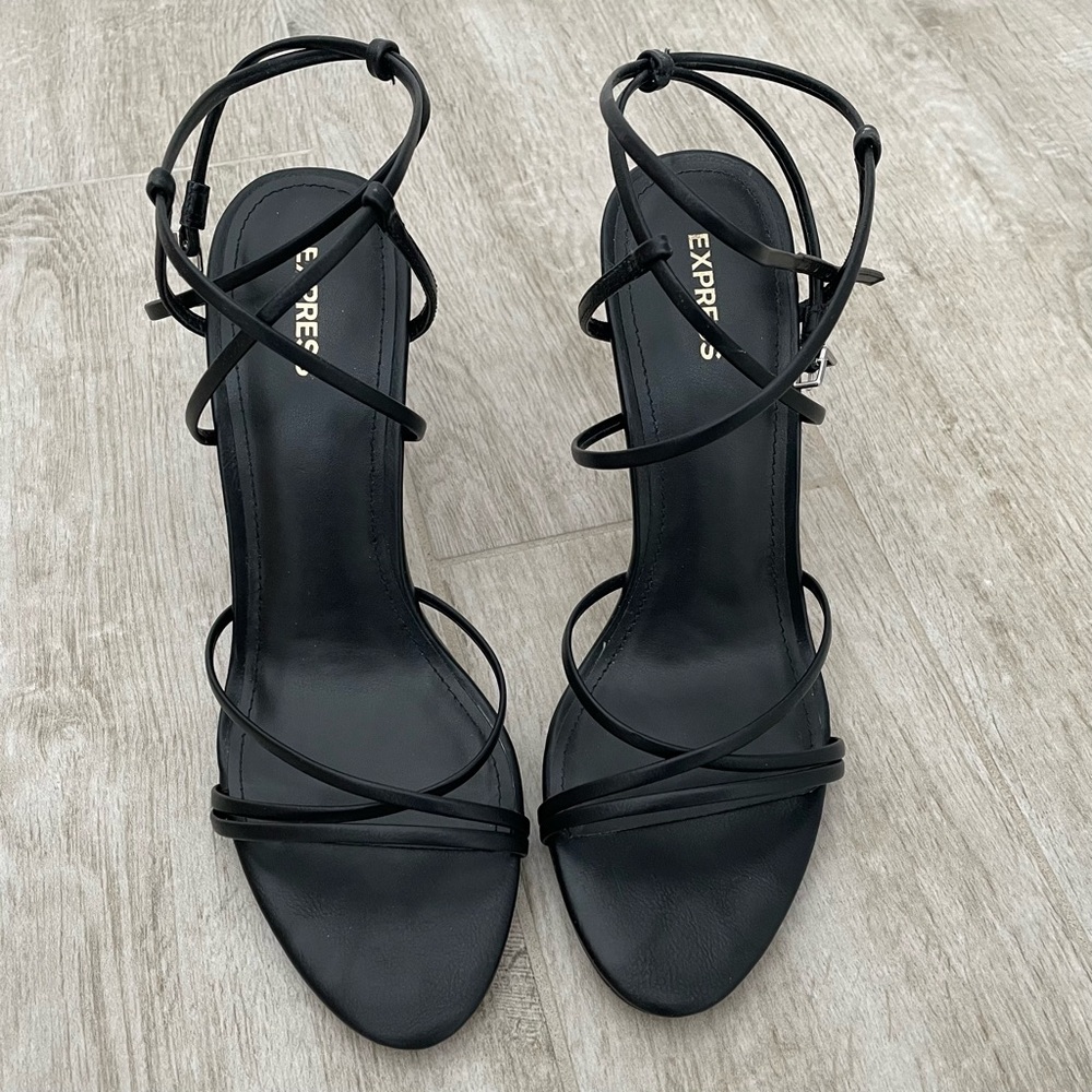 ❌SOLD❌ Express Black Strappy Heeled Sandals, 9.5